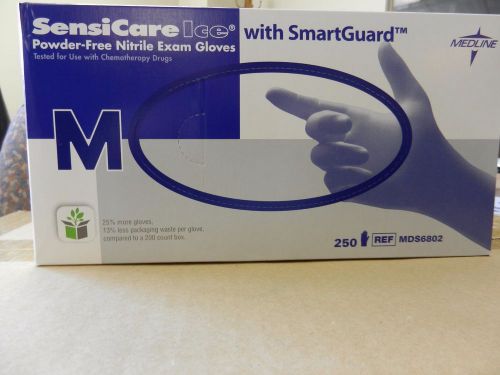 Medline MSG6802 SensiCare Ice 250 Nitrile Exam Glove Powder Free Sz M - 250 pcs