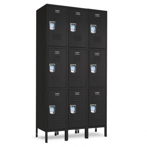 Triple-Tier Metal Employee Locker 36&#034;W X 15&#034;D X 24/72&#034;H W/9 Compartments