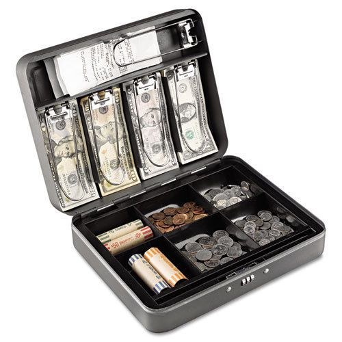 Cash Box with Combination Lock, 12 in, Charcoal