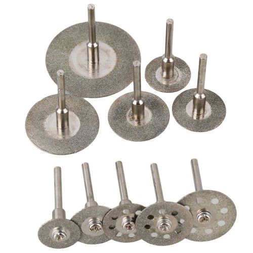 10PCS  Shank Diamond Rotary Cutting Wheel GRIT 20 Blade Grinding Disc Silver 3mm