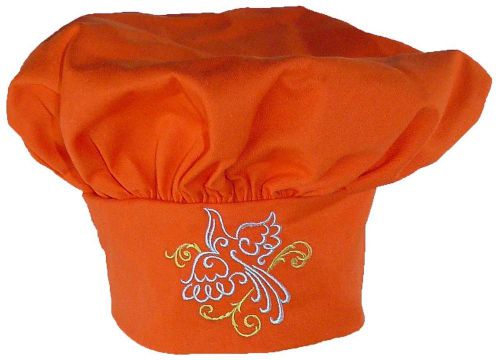 Peace Dove &amp; Filigree Swirl Chef Hat Adult Orange Adjust Beautiful Bird Monogram