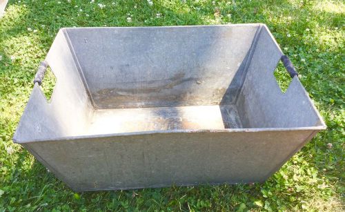 Vintage Galvanized Steel Industrial Bin Wash Tub Flower Container 23&#034; X 16&#034; X 10