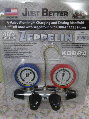 JB Industries, Gauge Set, ZEPPELIN, 4-Valve Aluminum w/ 4-60&#034; KOBRA Part# 25077