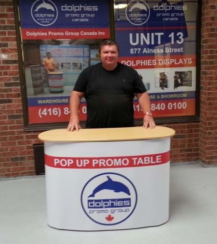 Trade Show COUNTER Banner Stand Promo Table Banner Stand Display + FREE GRAPHICS