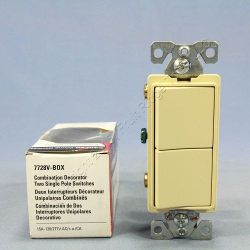 New Cooper Combination Decorator Ivory DUAL Rocker Light Switch Duplex 15A 7728V