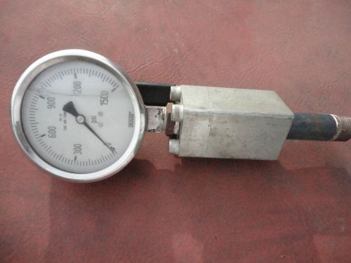 Wikai Oil filled Gauge Instrument 4&#034; 1500 psi 316-SS &amp; 3/4 Balon Valve 3000WP