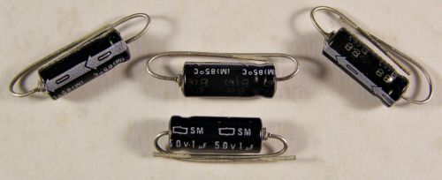 4 United Chemi-Con 1uf 50V Aluminum Axial Lead Electrolytic Capacitors NOS