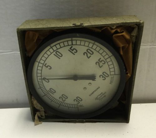 Antique 4 1/2&#034; Jas. P. Marsh, Chicago COMPOUND VACUUM PRESSURE 30 PSI Gauge