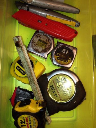 Misc tool lot  various sizes tape measures stanly knife komeleon tape measure for sale