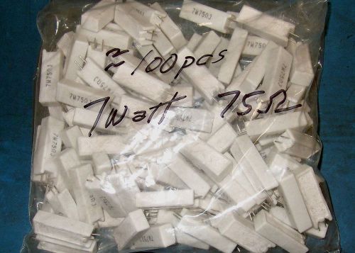 APPRX 100PC RADIAL SANDSTONE RESISTOR LOT - 75 OHM 7WATT 5%