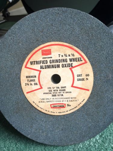 Sears craftsman 7x3/4x1/2 vitrified grinding wheel aluminum oxide grit 60 graden for sale