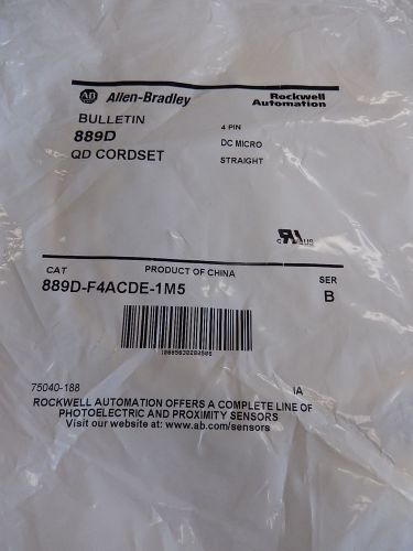 Allen Bradley 889P-F4ACDE-1M5 QD Cordset 1M 4-Pin Straight Female Yellow 1553