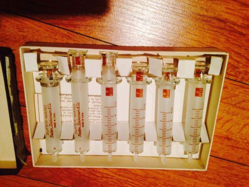 VINTAGE 1950&#039;S 6 NEW GLASS SYRINGES  B-D SUPER-WARD NO 2 W 2 CC SYRINGES