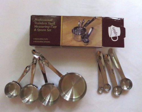 8 piece commercial stainless steel measuring cups, measuring spoons cookware set for sale