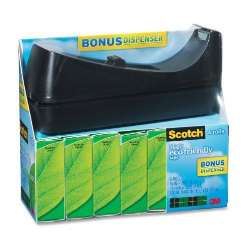 Scotch Magic Greener Tape with C38 Desktop Dispenser, 3/4 x 900 Inches, Boxed, 6