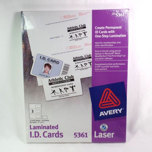 3 New Boxes Avery 5361 Laminated Laser/Inkjet I.D. Cards 2-1/4&#034;x3-1/2&#034; White