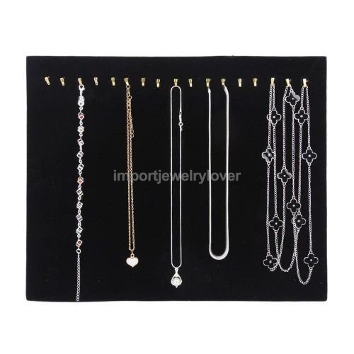 BLK 17 Hook Velvet Necklace Chain Jewelry Display Stand Easel Rack Organizer