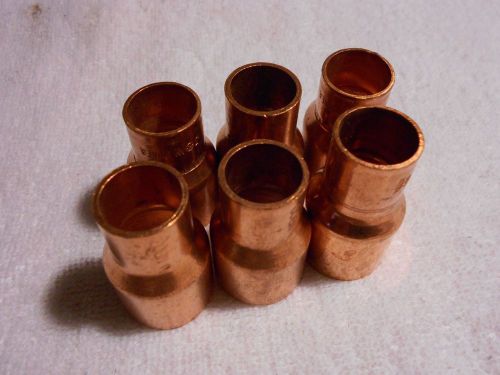 6 Pcs. Copper 3/4&#034; x 1/2&#034; Reducing Coupling - Solder - NEW