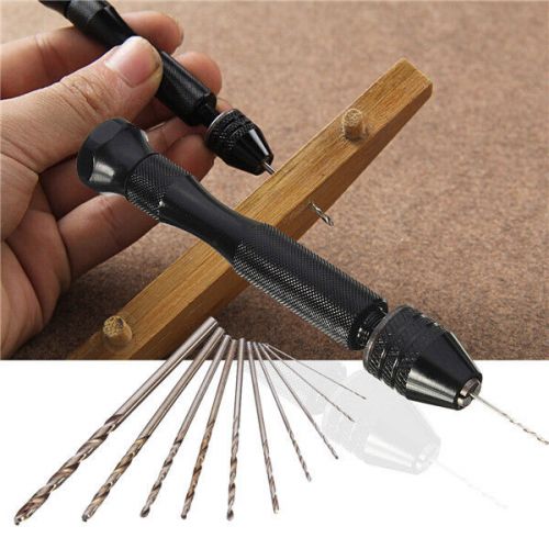 New Mini Aluminum Hand Drill with Keyless Chuck and 10 Twist Drills Rotary Tool