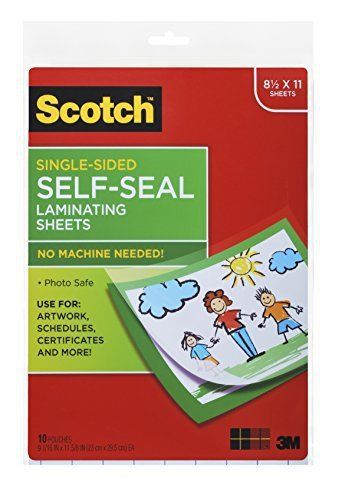 Scotch Single-Sided Laminating Sheets, 9 X 12-Inches, Letter Size (Ls854ss-10)