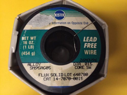 Kester Solder SN95AG05 DIA..015 CORE SW LEAD FREE WIRE 1LBS