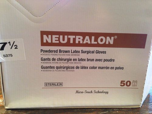 ANSELL NEUTRALON Powdered Brown Sterile Latex Surgical Gloves 7-1/2 MPN 5375 -10