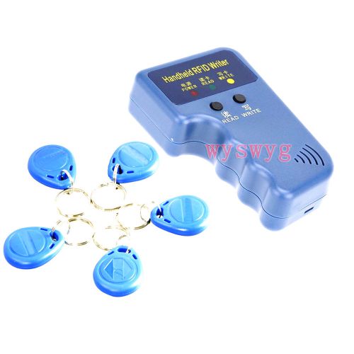 Upgrade 125KHz H/E 2 in 1 Card Fob Copier Duplicator Free 5 Writable Blue Fobs