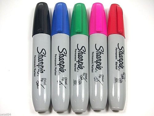 Sharpie permanent markers ~ chisel tip ~ five colors!  astm d-4236 ~ sr for sale