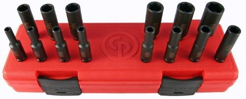 Chicago pneumatic ss2114d 1/4&#034;drive 14 piece metric deep impact socket set for sale