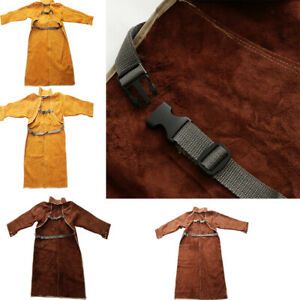 Welding Apron Anti-flame Cowhide Long Coat Protective Clothing Apparel Suit