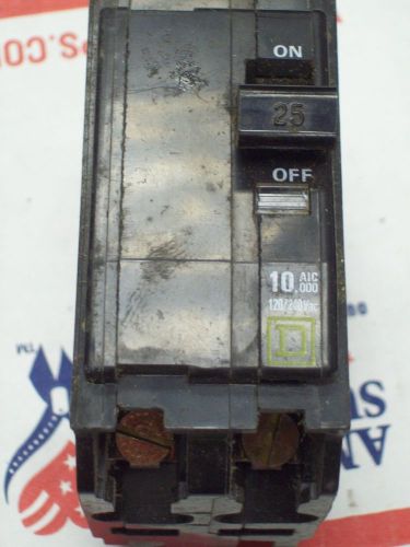 SQUARE D QO225 BREAKER 2 POLE/ 25 AMP / 120/240 VAC USED