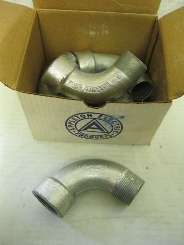 Lot 5 appleton lmfl90-125 1 1/4&#034; male to female iron 90° conduit bushed elbow for sale