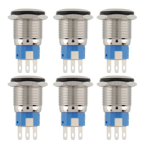 6pcs 19mm Self Latching Push Button Flat Head 3 Pin Terminal 1NO Truck