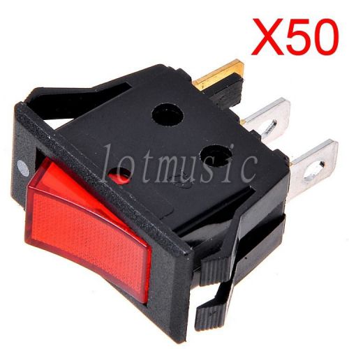 50* Rocker Switch 2 Pin SPST ON-OFF 250V/15A AC Illuminated Lamp 13mm