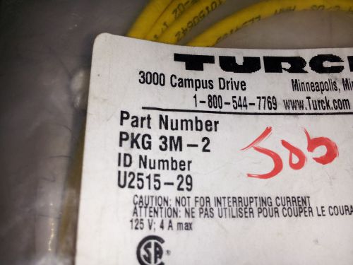 TURCK PKG 3M-2  24 AWG; Female; 2 m; 4.4 mm (Outer); 4 A; 125 VAC/VDC #B39