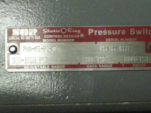 STATIC-O-RING (SOR) # 2NN-K5-P1-D1A , PRESSURE SWITCH , SURPLUS