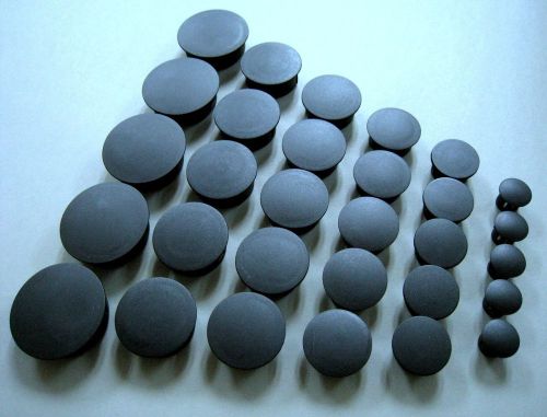 Black Nylon Hole Plug Button Cover Asso.10 16 19 22 25 30mm #EWA11 Total 30 pcs