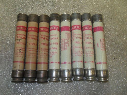 (RR13-1) 1 LOT OF 8 USED GOULD SHAWMUT TRI-ONIC TRS1-1/8R 600VAC FUSES