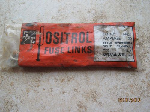 New S &amp; C Positrol Universal Style Fuse Links 64025 25 Ampres Speed Standard S&amp;C