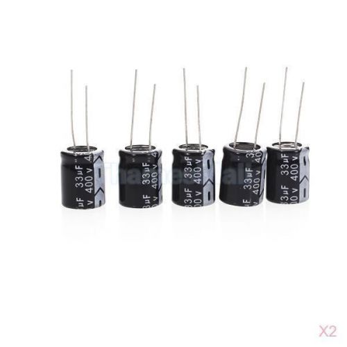 2x 5pcs Aluminum Radial Lead Electrolytic Capacitor 33uF 400V #04877