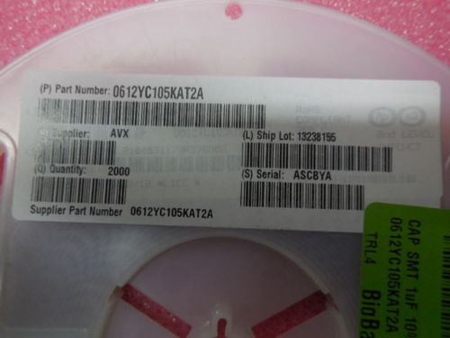 2000 pcs avx 0612yc105kat2a for sale