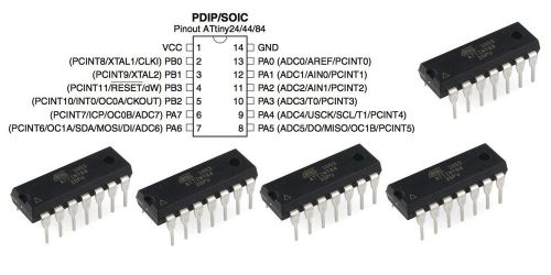 5 pcs atmel attiny attiny84 attiny84a-20pu 8k flash 20mhz--usa for sale