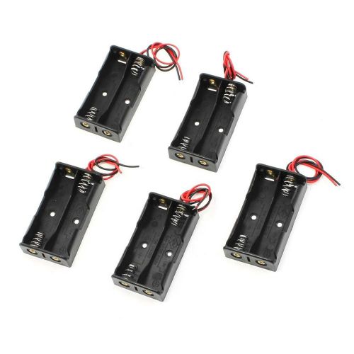 New 5 pcs 2 x 1.5v aa battery holder case box black w wire leads for sale