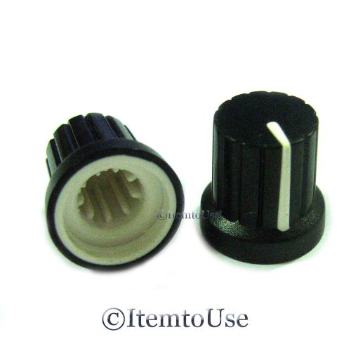 10 Pcs Knob Black with White Mark Pointer for Potentiometer Pot - Free Shipping