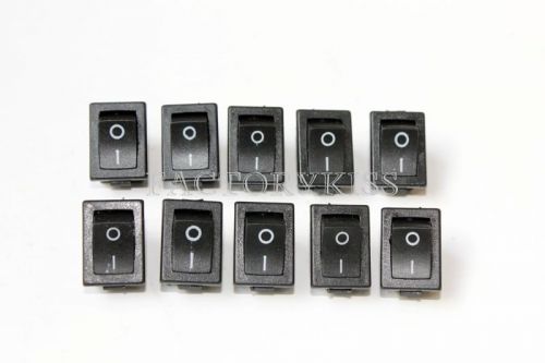 10 Pcs Rocker Switch 21*15mm KCD1-101 6A 250V Black 2 Pin IUK