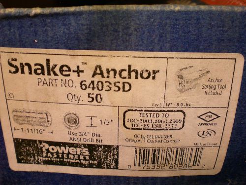 1/2&#034; sanke anchor (powers) (50pcs) Zinc