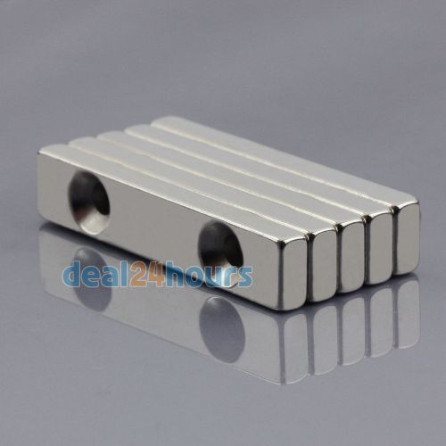 5pcs N50 Strong Block Magnets 50mm x 10mm x 5mm 2 Holes 5mm Rare Earth Neodymium