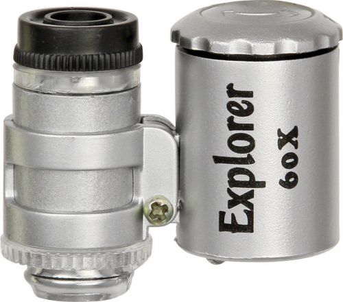 Explorer exp54 microscope w/ led 1 1/2&#034; x 1 1/2&#034; overall silver composition hou for sale