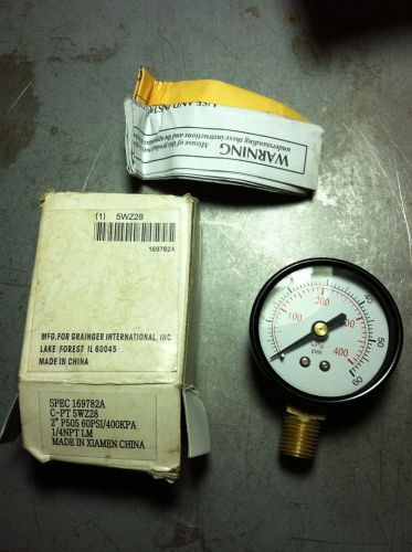 2&#034; Pressure Gauge 0-60 PSI 0-400 kPa 1/4&#034; NPT Grainger 5WZ28 NIB