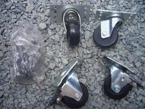 4 Shop Cabinet/Utility Wheels/Caster;2Swivel 2Fixed w/Brake;Stainless Steel; 3&#034;